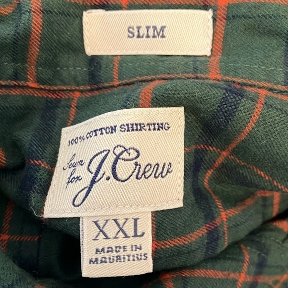 J. Crew: Green 100% Cotton Slim Fit Flannel Shirt- XXL - Picture 3 of 16
